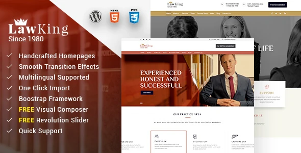 Lawking – Lawyer and Attorney Responsive WordPress Theme